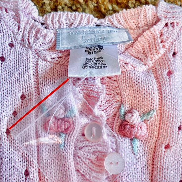 Halston Luxury Knit Button-Up Cardigan with Rosettes - Picture 3 of 6